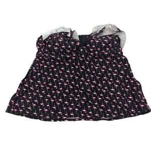 Pure Energy 16W Pink Flamingo Skirted Tankini Top - Built-In Cups
